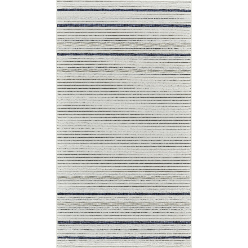 Tapis d'extérieur rayé bleu et crème 3 pi x 5 pi