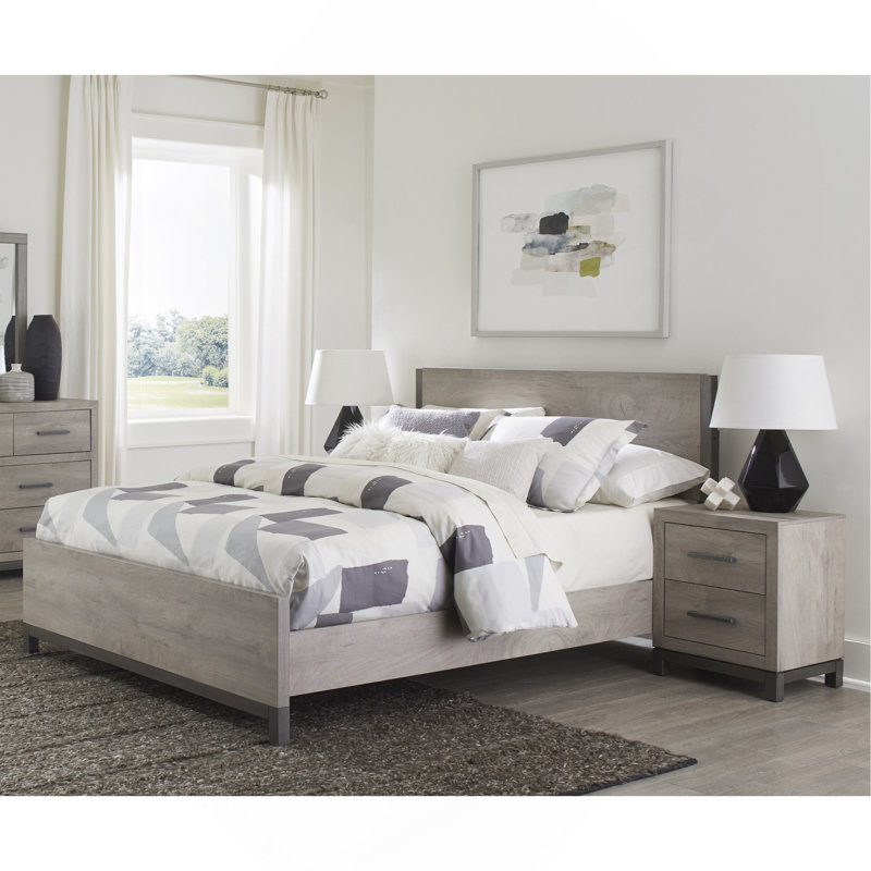 Mobilier de chambre à coucher moderne en bois de mélamine de qualité supérieure avec fini lit gris clair 1pc