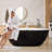 65 Inch Freestanding Soaking Acrylic Bathtub with Integrated Slotted Overflow and Chrome Anti-clogging Drain-91884713
