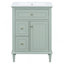 Meuble-lavabo 24 po avec lavabo, meuble-lavabo avec un tiroir rabattable et deux tiroirs, tablette réglable, bois et panneau de fibres à densité moyenne, vert-856271820