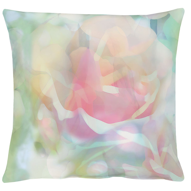 Springtime Square Cushion, Turquoise and pink, 40 cm x 40 cm, Pillow Cover Only - No Insert