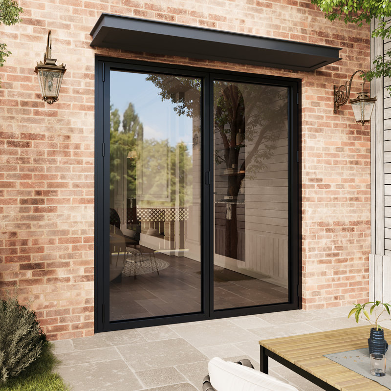 Porte de patio pliante en aluminium noire pliable à droite 72 po x H 80 po (2 + 0), Oui, L 72 po x H 80 po