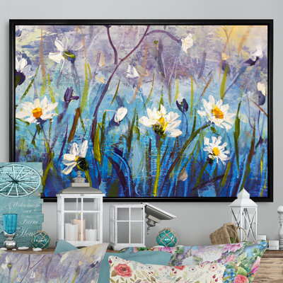 «Wild Flowers Blue Field», reproduction sur toile flottante