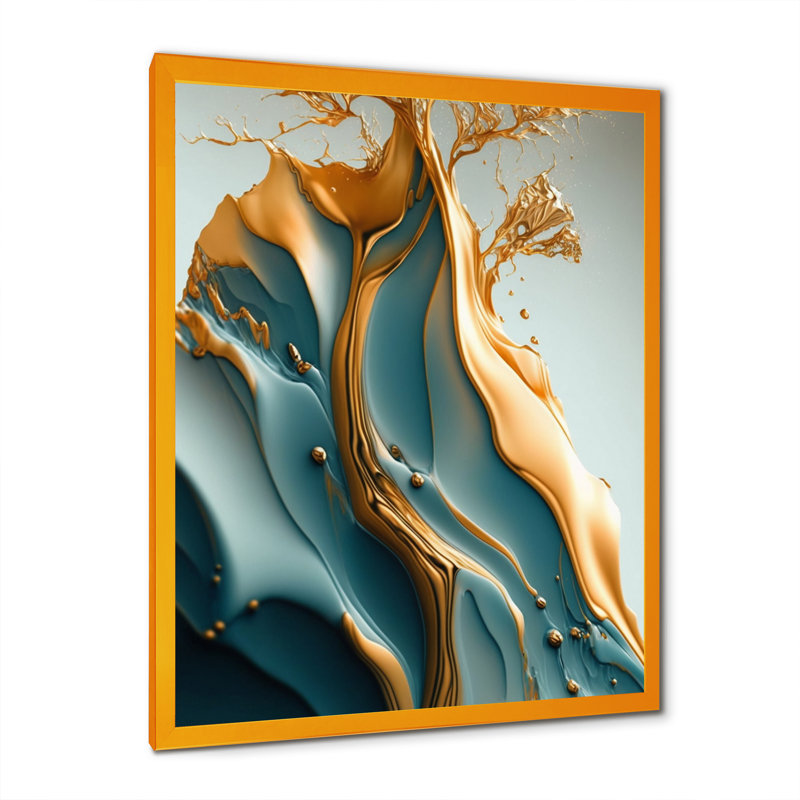«Abstract Blue and Gold Leaves III», reproduction sur toile, H 44 po x l 34 po x P 1,5 po