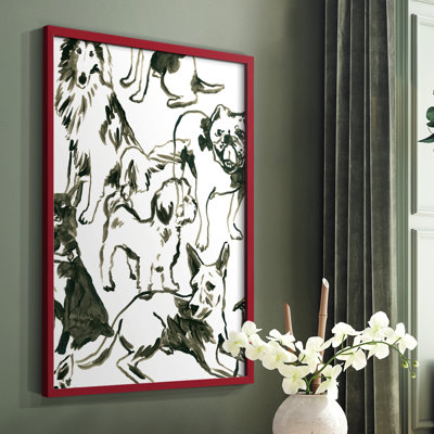 «Canine Collage I», reproduction encadrée - bois massif