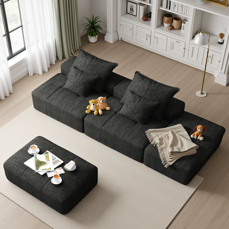 Canapé modulaire Boneless, Chenille noire