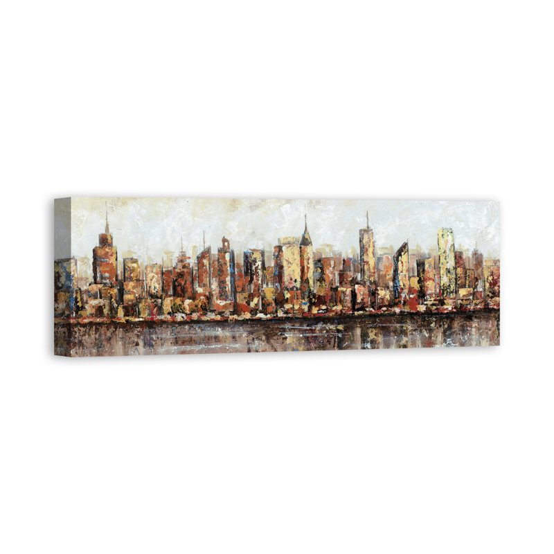 « painted cityscape », impression sur toile, H 12 po x l 36 po, Toile tendue