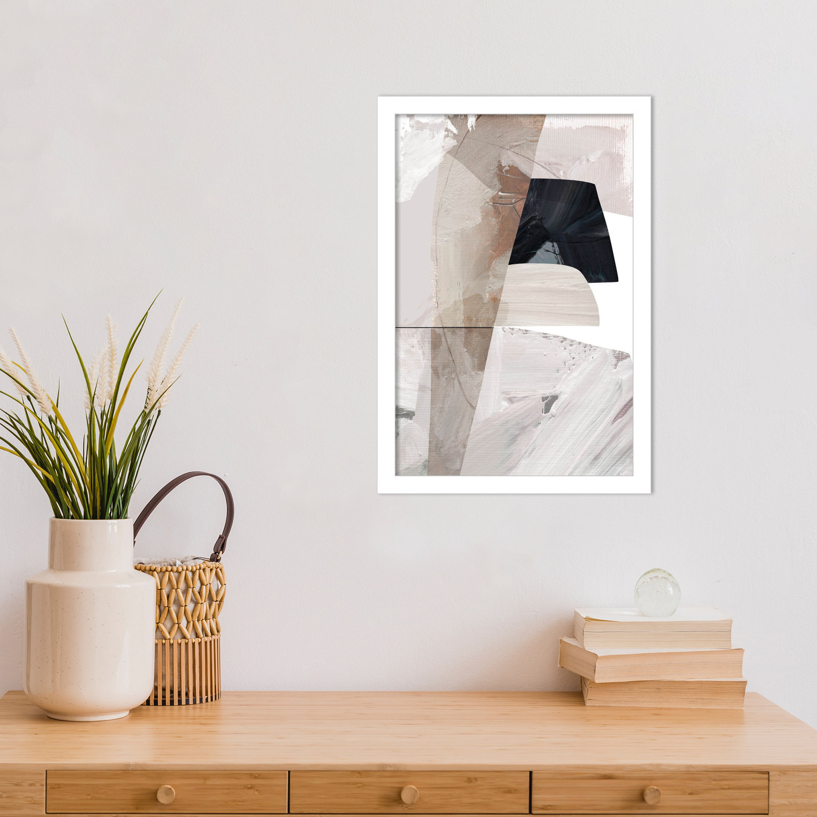 Caves by Dan Hobday Wood Framed Wall Art Print, White, 17" H x 12" W