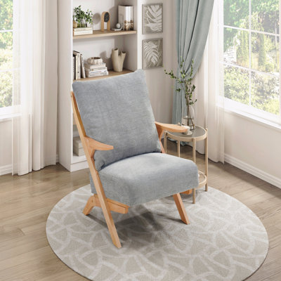 Chaise d'appoint - Style Mid-Century de style moderne Style moderne avec cadre en bois d'hévéa massif et coussins de siège confortables revêtus de tissu d'ameublement en chenille