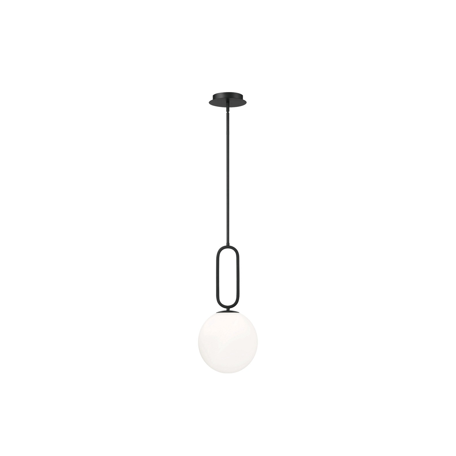 Single Light Glass Dimmable Pendant, Acid Opal/Matte Black, 18.75" H x 9.75" W x 9.75" D
