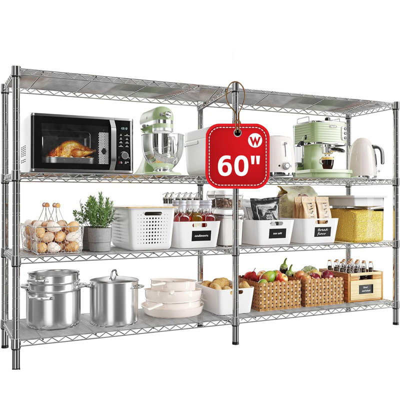 Marlia Steel Height -Adjustable Storage Rack Heavy Duty Shelving Unit 2 Installation Type, Chrome