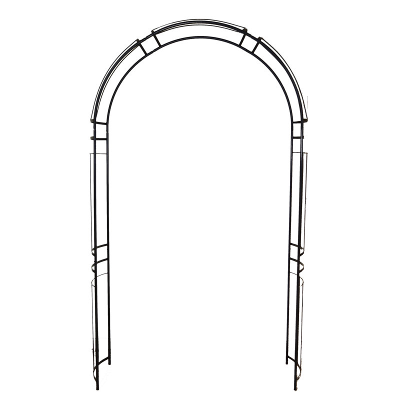 Aspen Black Steel Contemporary Garden Arbor with Arched Roof