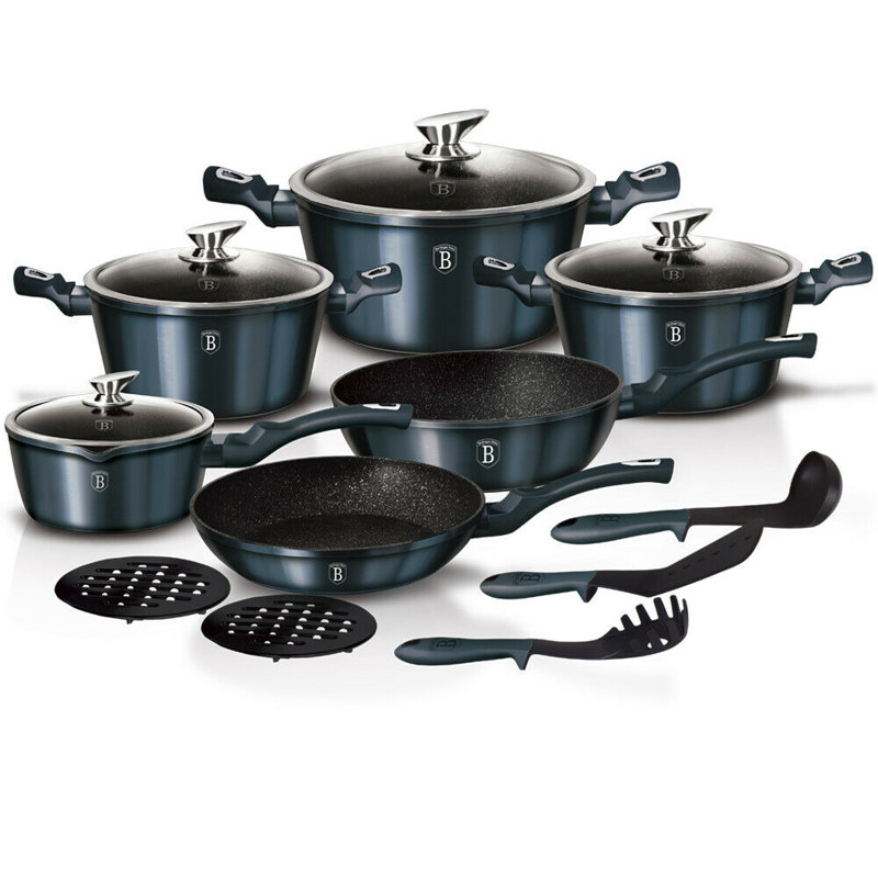 15 - Piece Non-Stick Aluminum Cookware Set, Burgundy