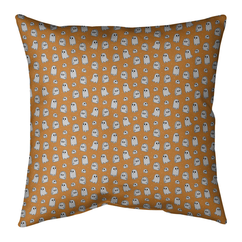 Coussin décoratif intérieur / extérieur Katelyn Elizabeth Ghost, 18 po x 18 po, Orange