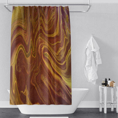 Rideau de douche jaune et rouge