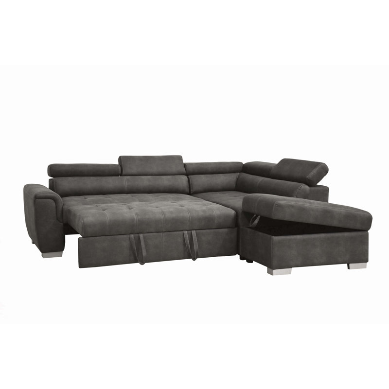 Canapé modulaire en microfibre de 96 po faisant face à la droite avec repose-pieds 96 po