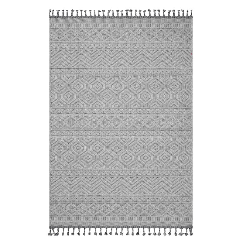 Tapis d'intérieur / extérieur blanc / géométrique, collection, Rectangle 5 pi 3 po x 7 pi 6 po