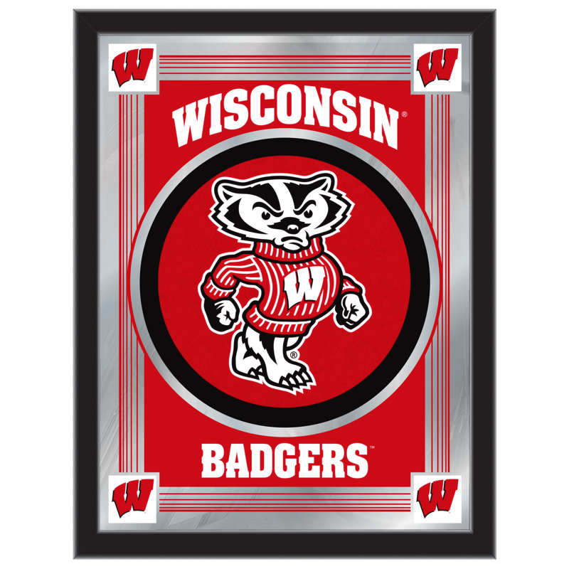 NCAA Logo Mirror, impression encadrée, Badgers de Wisconsin