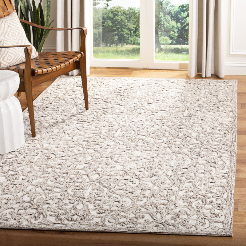 Tapis géométrique en laine et coton touffeté à la main Sarina Trace, Rectangle 6 pi x 9 pi