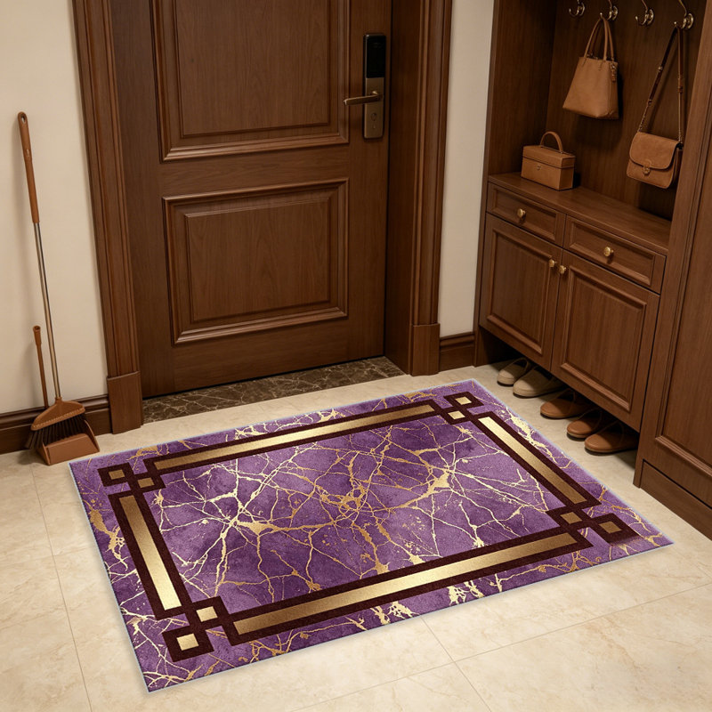 Purple Marble Geometric carpet-easy to clean, machine-washable, soft and comfortable; suitable for door mats, kitchens, living rooms, bedrooms, corridors, and laundry areas. Easy to clean, durable carpet for home decoration.