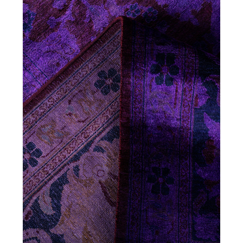 Overdyed Hand-Knotted Wool Modern-Contemporary Purple Area Rug 9' 2" x 12' 0"