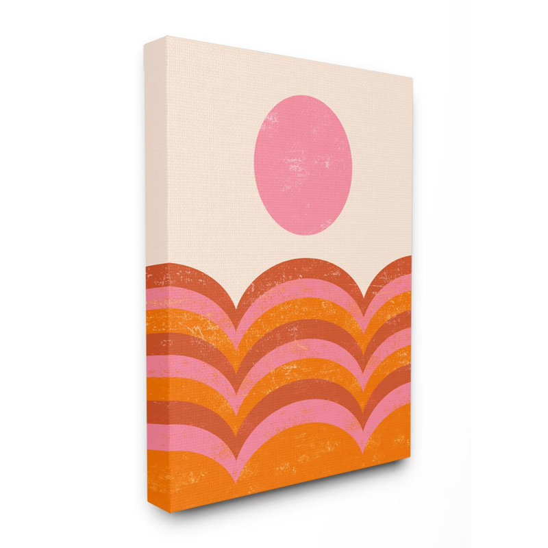 Pink and Orange Abstract Sunset Canvas Wall Art
