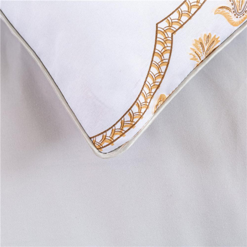 Ensemble d'édredon 3 pièces, Grand édredon + 2 taies d'oreiller standard, Blanc / damas brun
