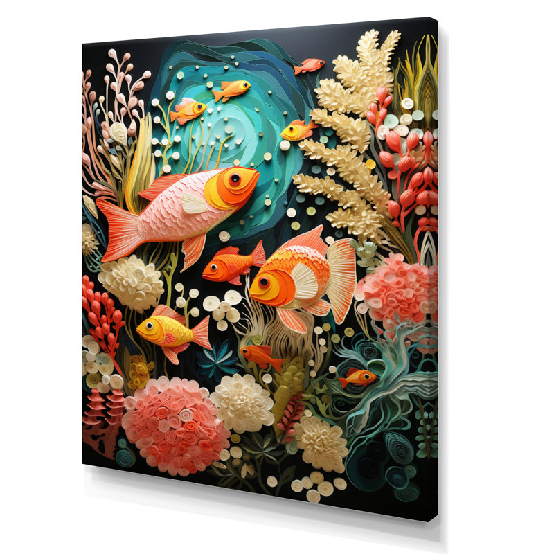 Créatures côtières, animaux, poissons, H 20 po x l 12 po x P 1 po, Toile tendue