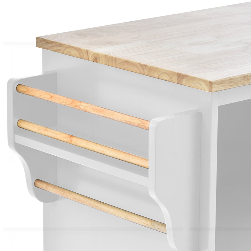 Kitchen Island Cart with Storage Cabinet and Two Locking Wheels, White