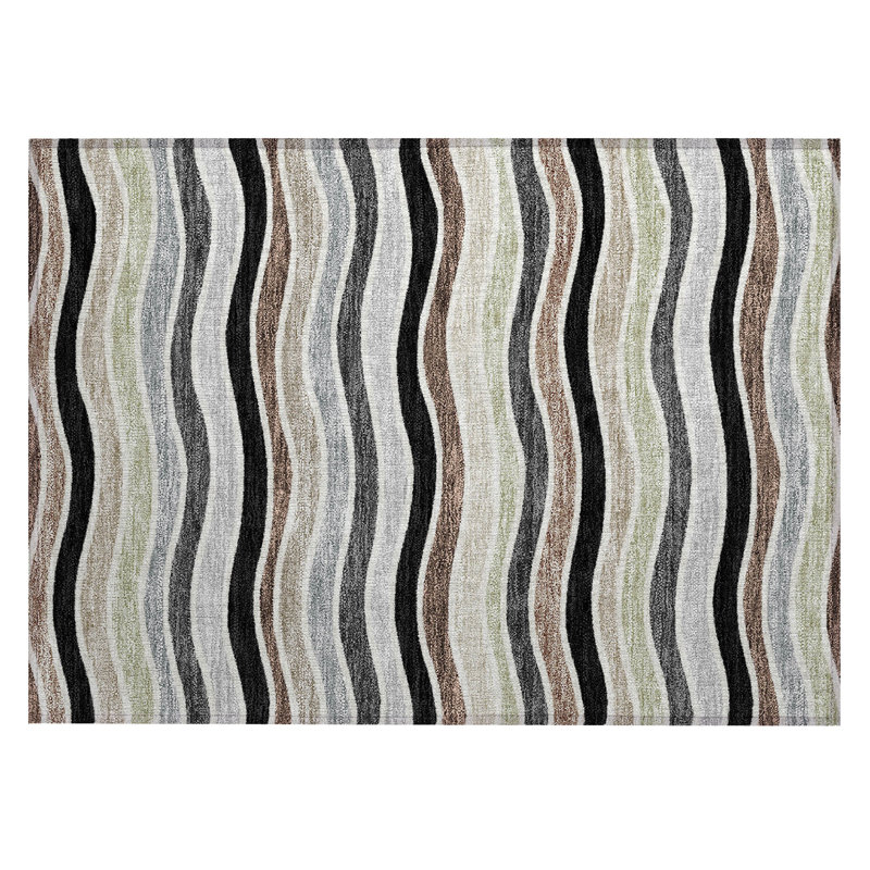 Machine Washable Indoor/Outdoor Micelotta ACN2333 Stripes Rug, Rectangle 1'8" x 2'6"