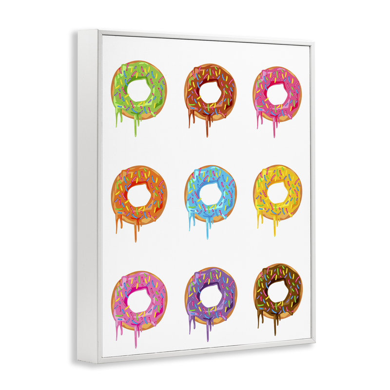 «Bright Donut Rows», dessin de Marcus Prime, H 14 po x l 11 po, Estampe numérique encadrée blanc bord de mer