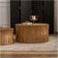 Ensemble de tables basses gigognes cylindriques de style rétro avec motif en relief texturé vertical pour le salon, le bureau et la salle à manger, naturel (ensemble de 2)-907569525