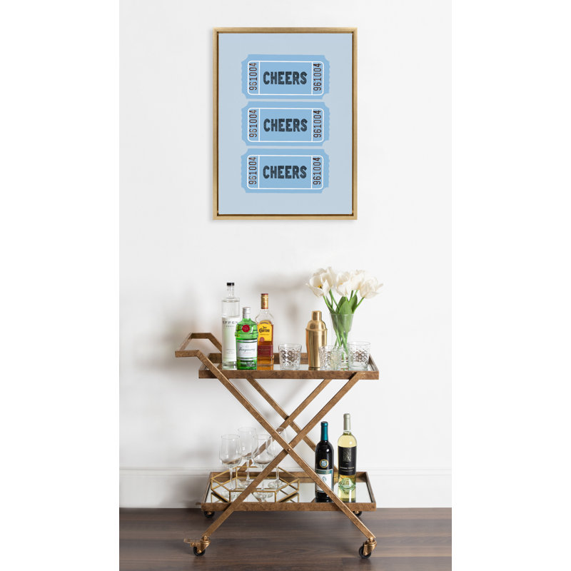 "Cheers" rose rouge par Alli Standefer, impression sur toile encadrée, Or vif, Bleu