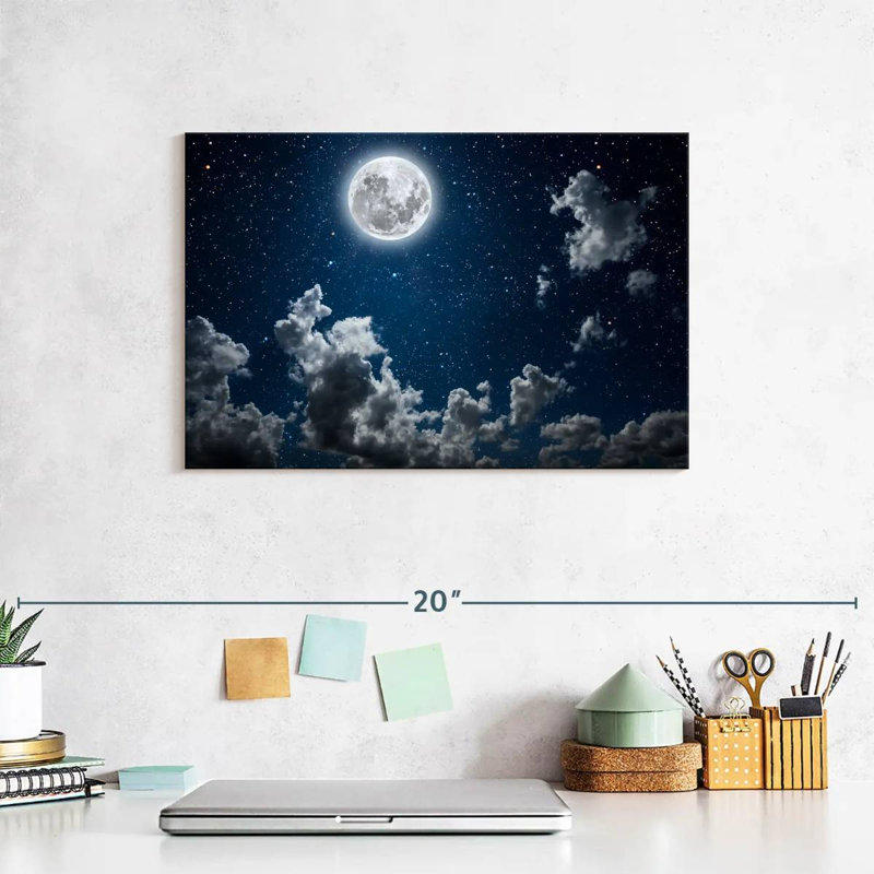 Ciel étoilé au clair de lune, H 8 po x l 12 po