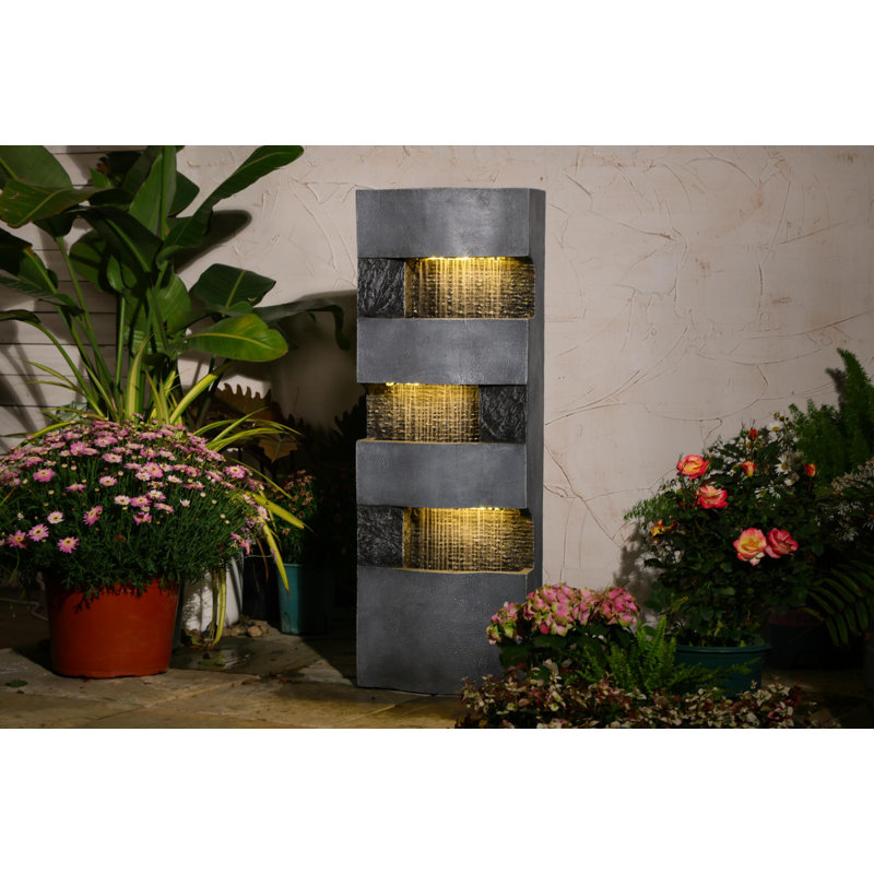 Hand Crafted Weather Resistant Floor Fountain with Light