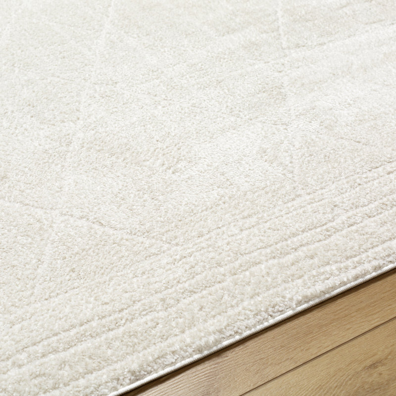 Tapis géométrique en polyester tissé à la machine Aaliyaa, Rectangle 5 pi 3 po x 7 pi