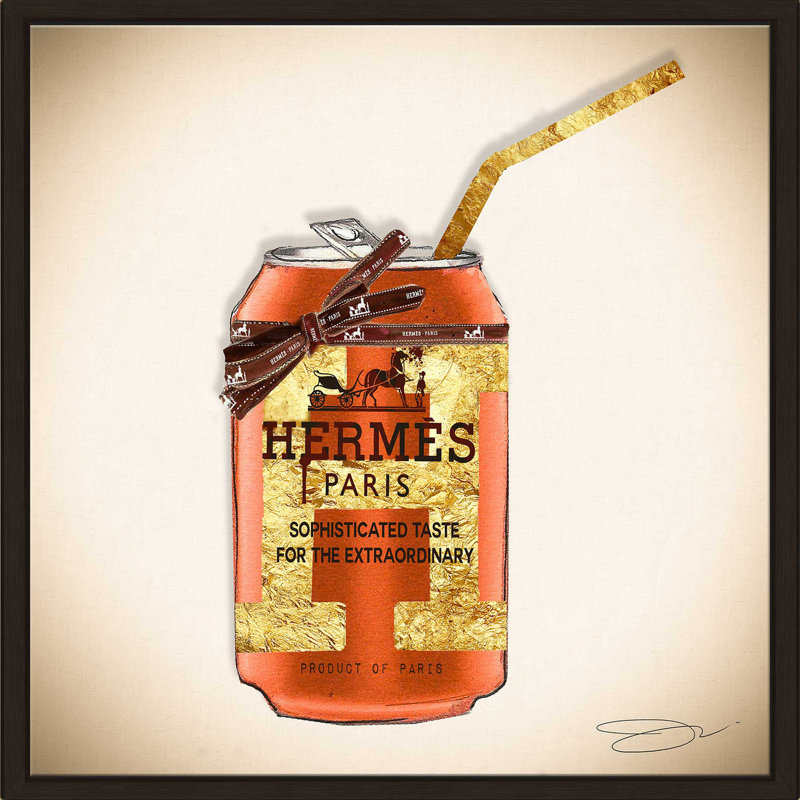 «Hermes Soda Can (Square)» par By Jodi - impression, Cadre flottant espresso, H 27,5 po x l 27,5 po x P 2 po