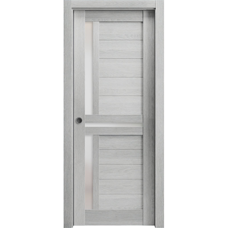 Portes grises à panneaux en verre givré Veregio, 42 po x 84 po