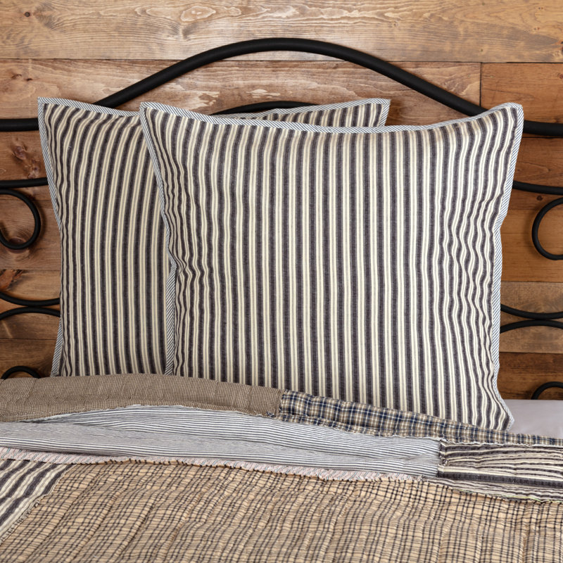 Ashmont Charcoal and Antique White Cotton Euro Sham