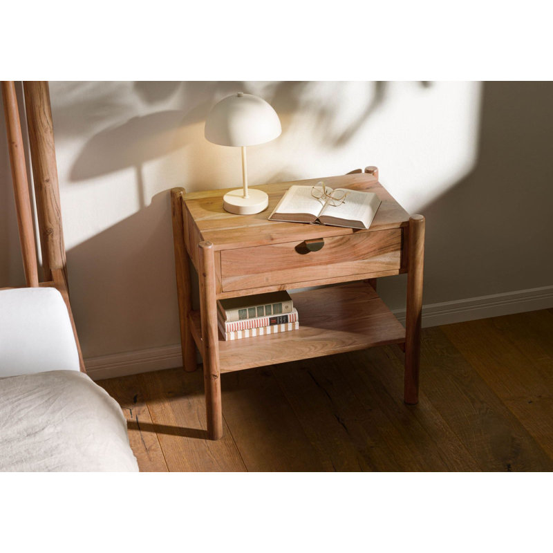 KOPENHAGEN 60cm W Solid Wood Bedside Table