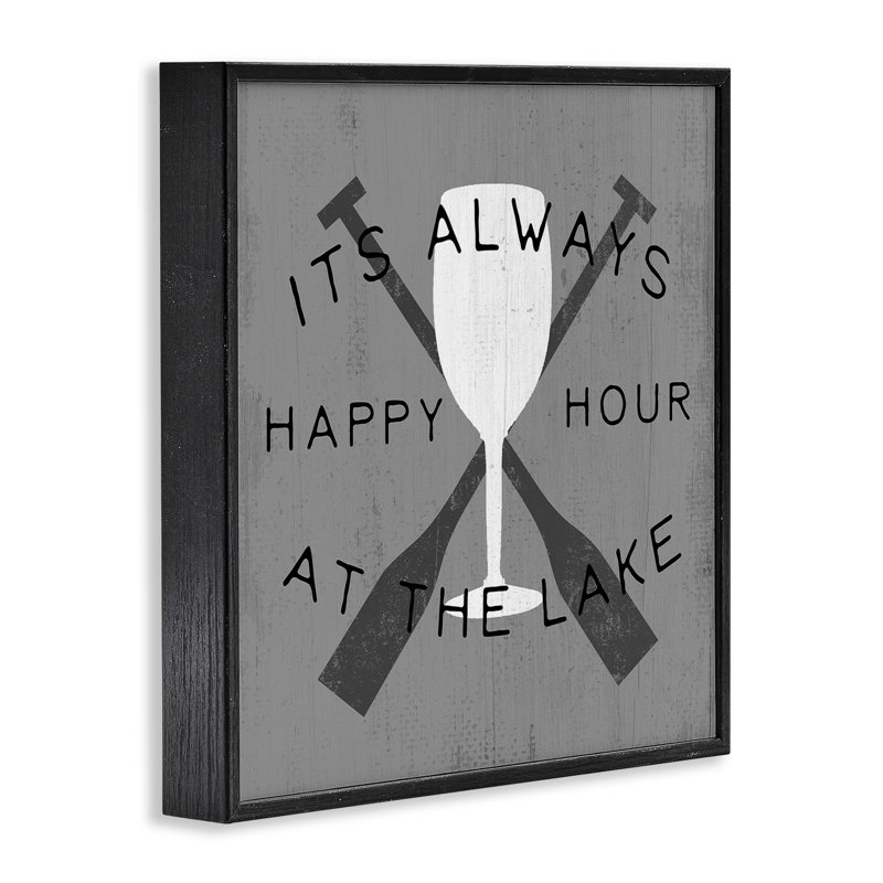 «Always Happy Hour At Lake Giclee» par Daphne Polselli, Giclée encadrée noir minuit, H 17 po x l 17 po