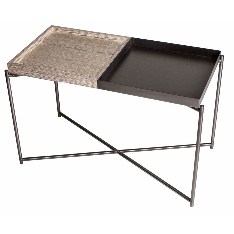 Bedell Tray Top End Table, Gun Metal, Weathered Oak/Gun Metal