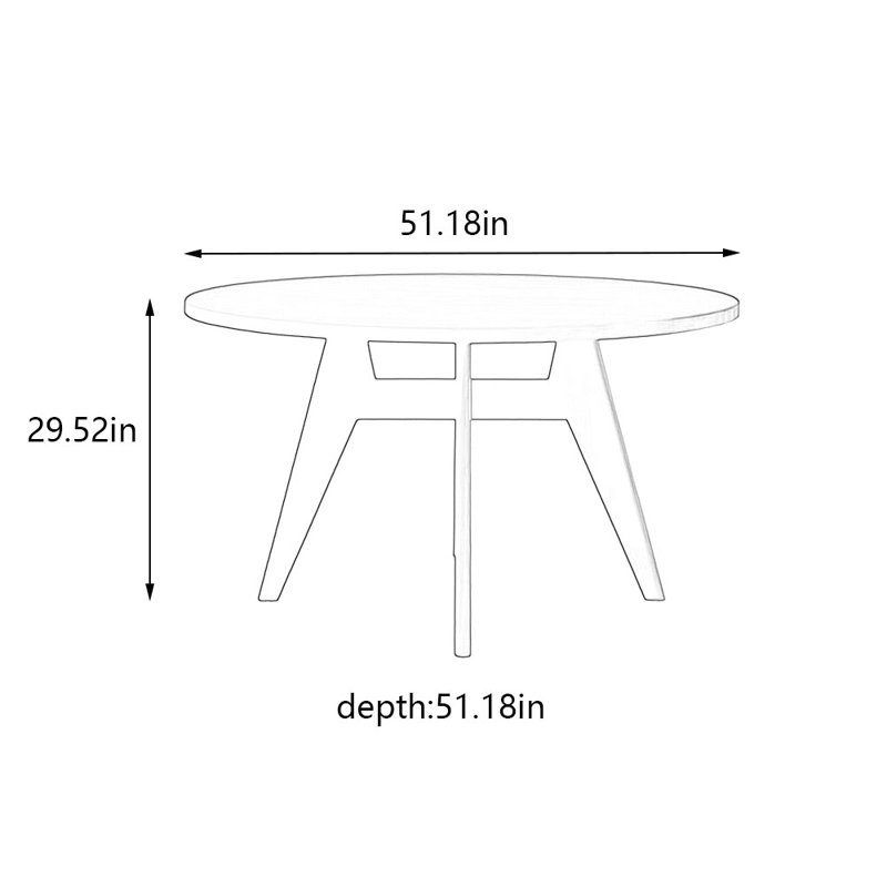 Ancient style round solid wood dining table, 29.52"H x 51.18"L x 51.18"W