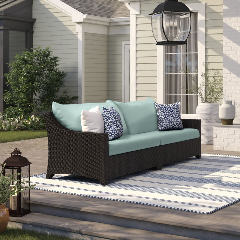 Canapé de patio en aluminium l 96 po Fionnula avec coussins Sunbrella, Sunbrella® gris anthracite