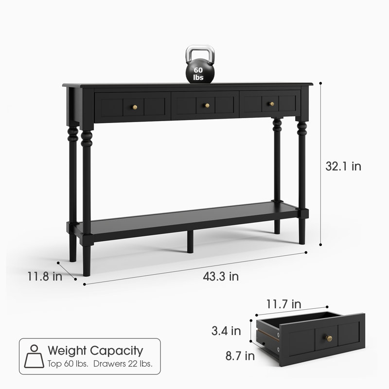 Console Tables with Drawers,Entryway Table with Solid Wood Legs