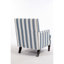 Fauteuil rembourré en lin rayé bleu et blanc, style rétro pour le salon avec garniture cloutée, fauteuil d'appoint confortable à rayures, construction relaxante du fauteuil