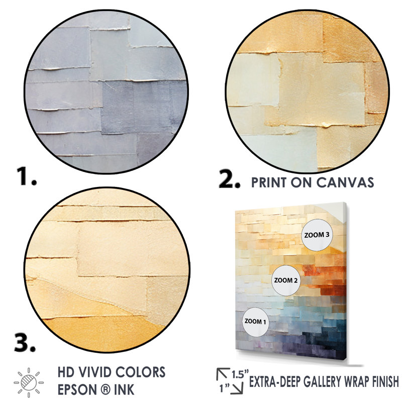Minimalisme couleurs en harmonie - art mural toile arc-en-ciel, Cadre flottant doré, H 32 po x l 24 po x P 1 po