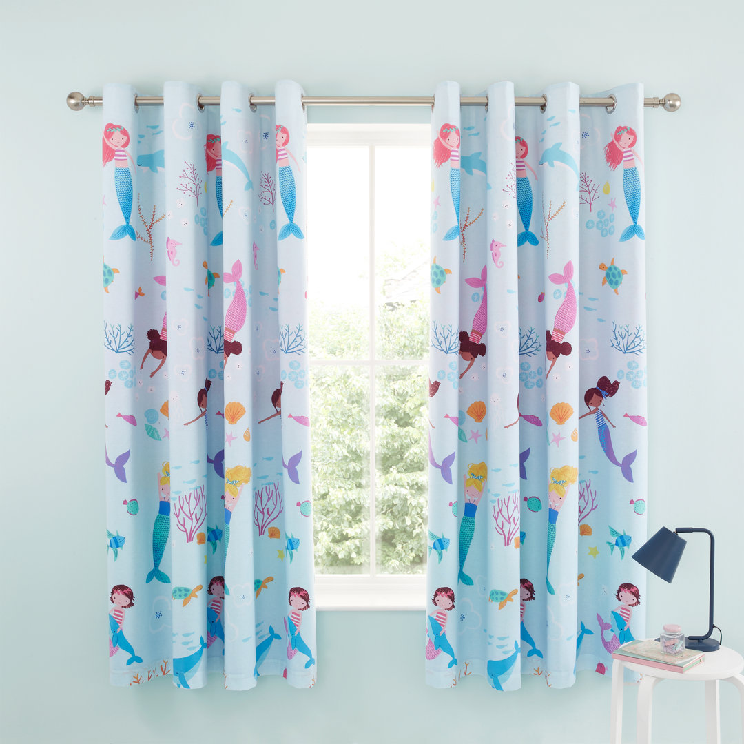 Mermaid Two Panel 66x72 Inch Curtains