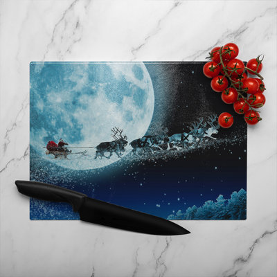 Magic Santa'S Sleigh Dining Glass Chopping Board