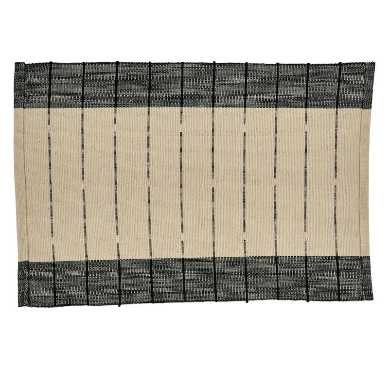 Black and Beige Thin Stripe Fabric Table Mats